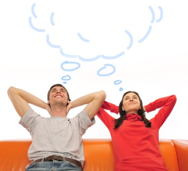Young couple dreaming clipart