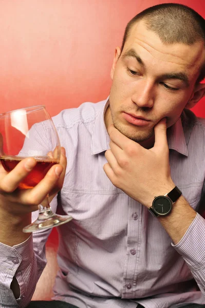 Man with a glass of wine — Stock Photo, Image