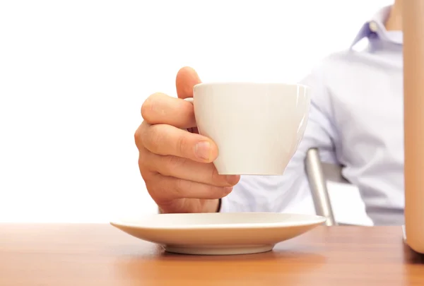 Affärsman med en kopp te — Stockfoto