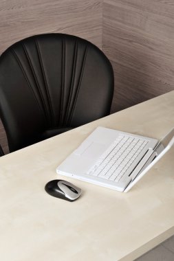 Portrait of an empty office desk. clipart