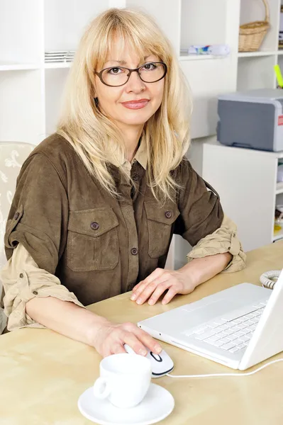 Ritratto di una donna d'affari al suo computer . — Foto Stock