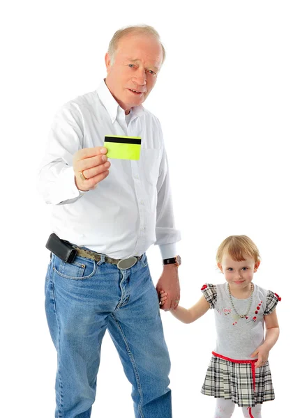 Closeup portrait of old man and his daughter — Stock Photo, Image