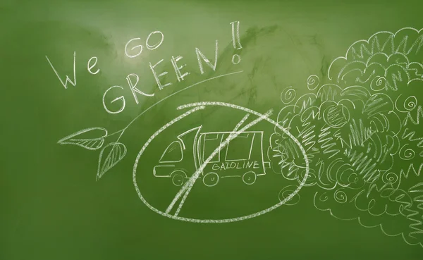 Ecological agitation illustration on green board — Stock Photo, Image