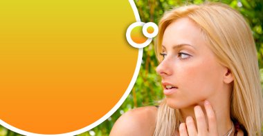 Face of the young beautiful sexy woman outdoors clipart
