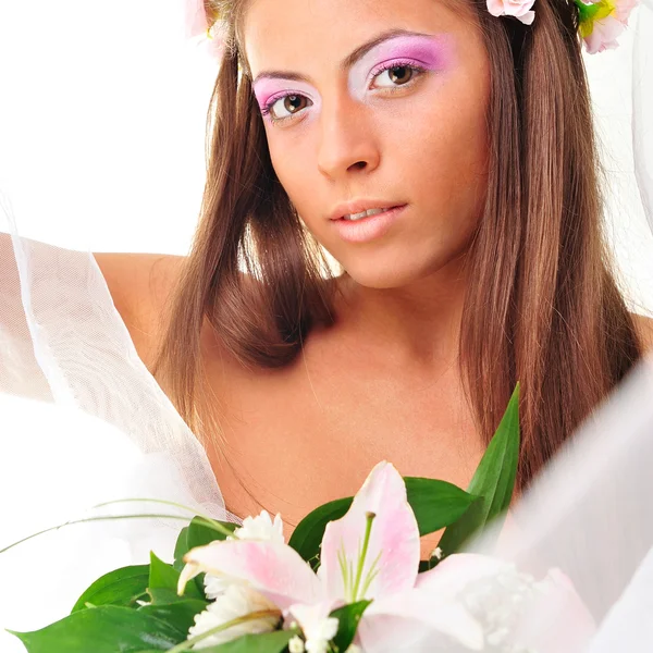Detailní portrét krásné mladé ženy — Stock fotografie