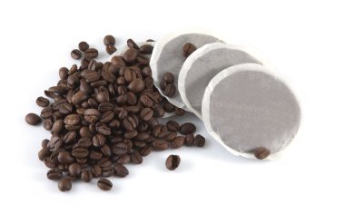 Coffee beans and pads clipart