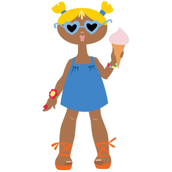 Summer Girl con helado — Vector de stock