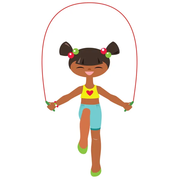 Маленькая девочка прыгающая верёвка — стоковый вектор