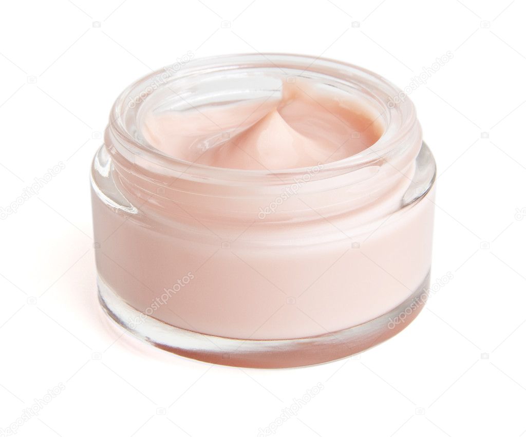 Face cream in a jar with clipping path