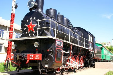 Old Russian steam locomotive. clipart