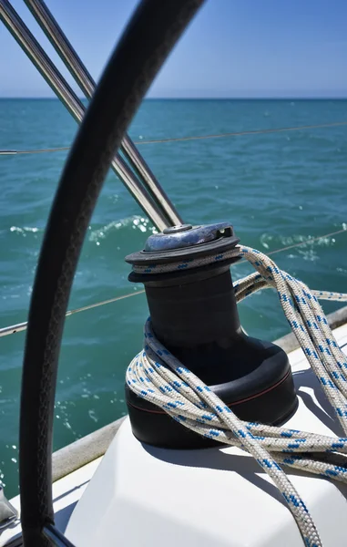 Cruising on a sailing boat, winch — Stock Photo, Image