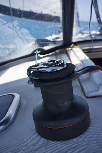Cruising on a sailing boat, winch — Stock Photo, Image