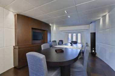 Italy, luxury yacht Tecnomar 36 (36 meters), dining room clipart