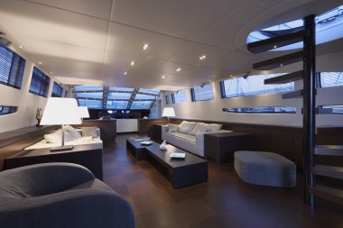 Italy, luxury yacht Tecnomar 36 (36 meters), dinette clipart