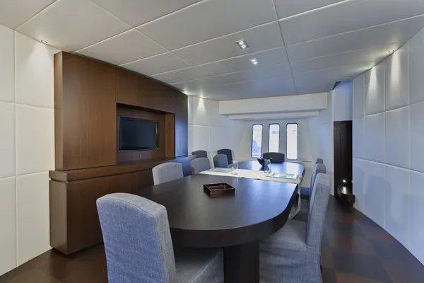 Italy, luxury yacht Tecnomar 36 (36 meters), dining room — Stock Photo, Image