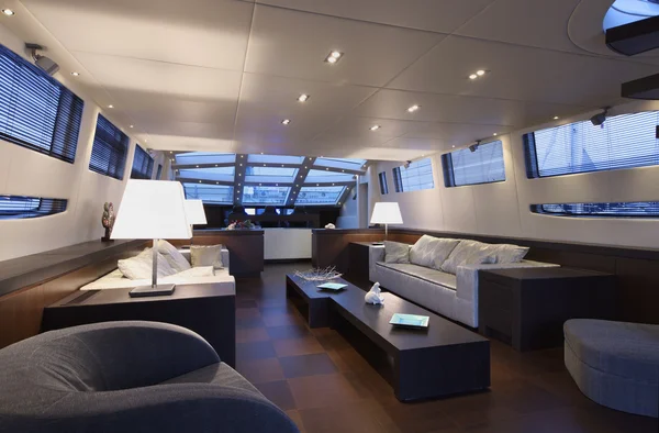 Italy, luxury yacht Tecnomar 36 (36 meters), dinette — Stock Photo, Image
