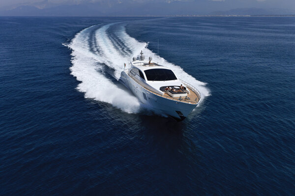 Italy, Tirrenian sea, off the coast of Viareggio, Tuscany, luxury yacht Tec