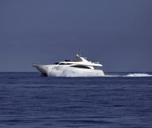 Italy, Mediterranean Sea, off the South-East Sicilian coast, luxury yacht — стоковое фото