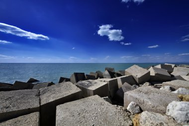 İtalya, Sicilya, Akdeniz, beton bloklar