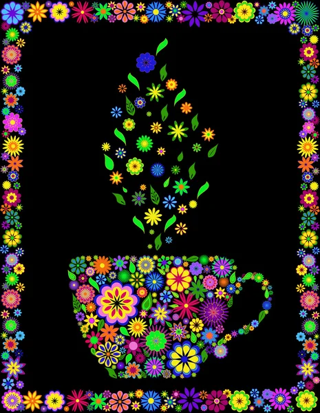 Flor xícara de chá — Vetor de Stock