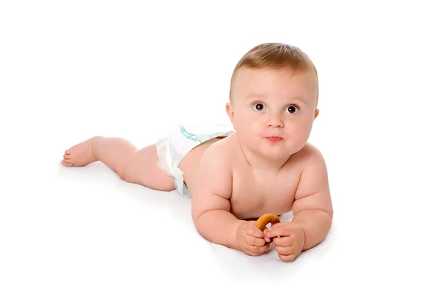 床の上に敷設赤ちゃん — ストック写真