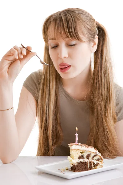 stock image Young girl with a pie