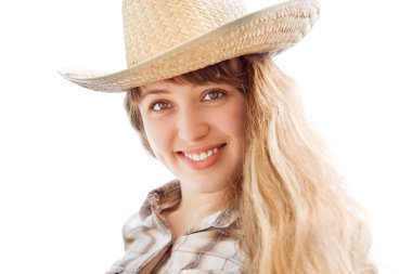 mooie jonge vrouw met cowboy hoed,