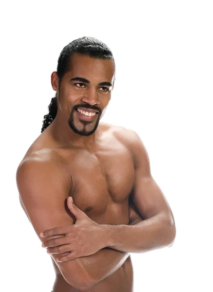 Nackter muskulöser Mann, isoliert auf weiß — Stockfoto