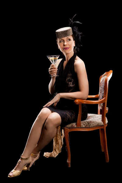 Sexy woman with glass of cocktail — Stock Photo, Image