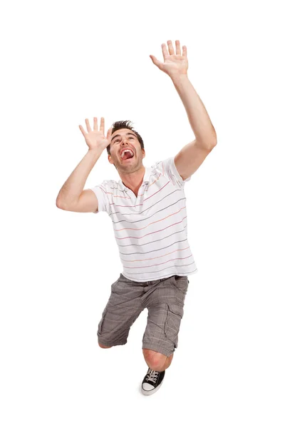Portrait of young surprised man gesturing — Stock Photo, Image