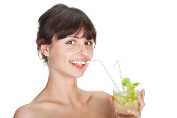 stock image Young sexy woman with a cocktail