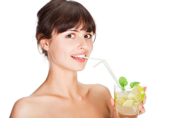 stock image Young sexy woman with a cocktail