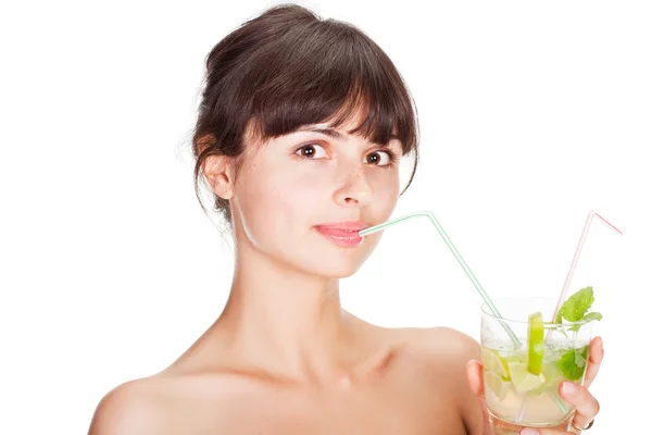 stock image Young sexy woman with a cocktail