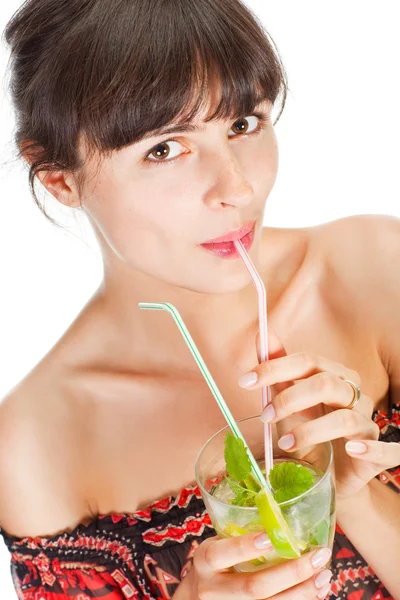 stock image Young sexy woman with a cocktail