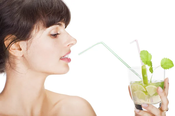 stock image Young sexy woman with a cocktail