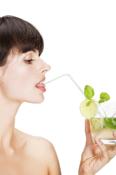 Young sexy woman with a cocktail — Stock Photo, Image