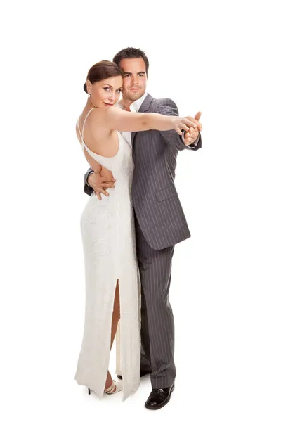 Fashion couple dancing , studio shot — Stock Photo, Image