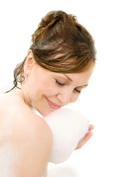 Жінка насолоджується у ванній . — стокове фото