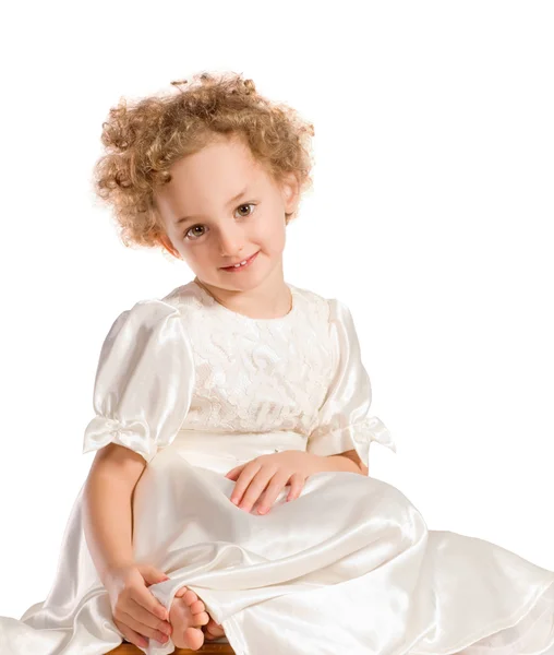 Pretty curly blond little girl — Stock Photo, Image