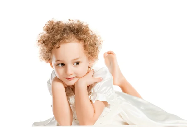 Pretty curly blond little girl — Stock Photo, Image