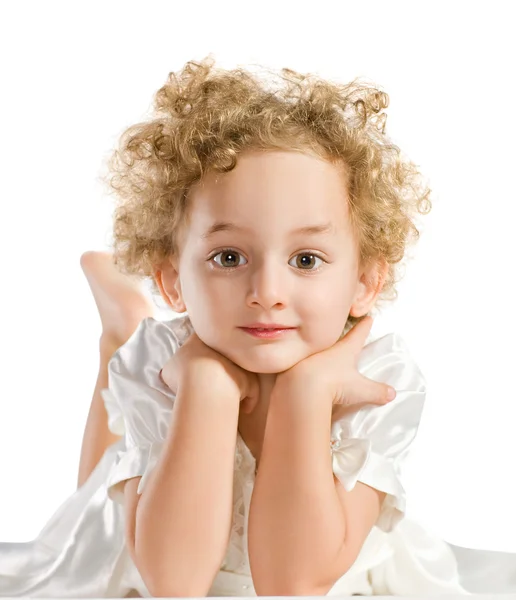 Ziemlich lockiges blondes kleines Mädchen — Stockfoto