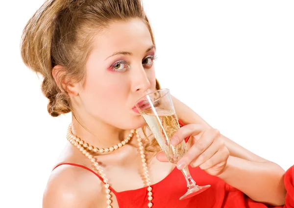 Attractive girl with champagne glass — Stock Photo, Image