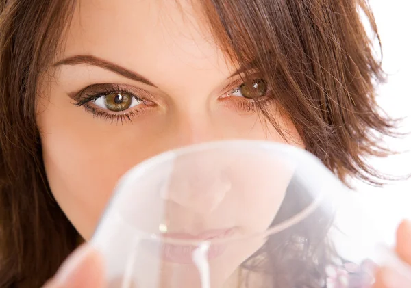 Girl with a glass red wine — Stock Photo, Image