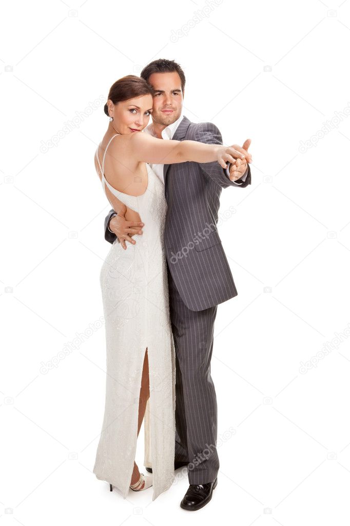 Fashion couple dancing , studio shot