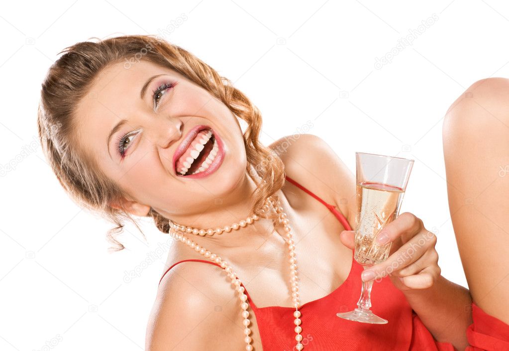 Attractive girl with champagne glass