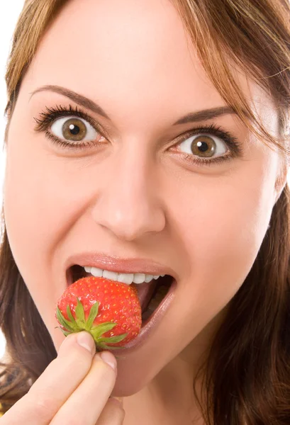 Beautiful Woman with strawberry — Stock Photo, Image