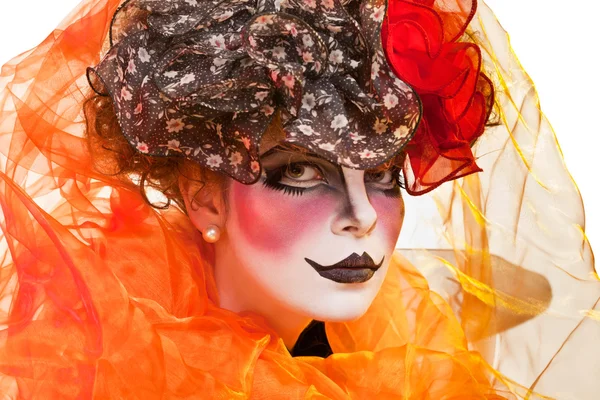 Mujer mimo con maquillaje teatral — Foto de Stock