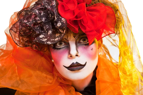 Frauenmime mit theatralischem Make-up — Stockfoto