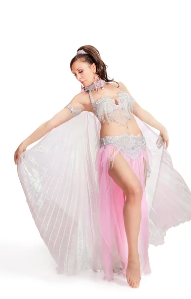 Belly Dancer wearing a white costume — Stock Photo, Image
