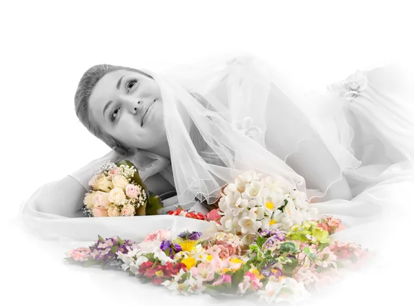 Ročník portrét krásné nevěsty. — Stock fotografie